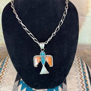 Navajo handcrafted Thunderbird pendant by Martha Willeto.  CHAIN NOT INCLUDED!